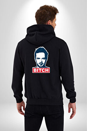 Breaking Bad Kadın Erkek Siyah Renk Kapüşonlu Kanguru Cepli  Fermuarlı Pamuklu Oversize Dijital Baskılı Hırka Sweatshirt