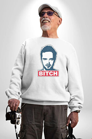 Breaking Bad Kadın Erkek  Beyaz Baskılı Sweatshirt 