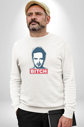 Breaking Bad Kadın Erkek  Beyaz Baskılı Sweatshirt 