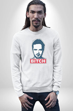 Breaking Bad Kadın Erkek  Beyaz Baskılı Sweatshirt 