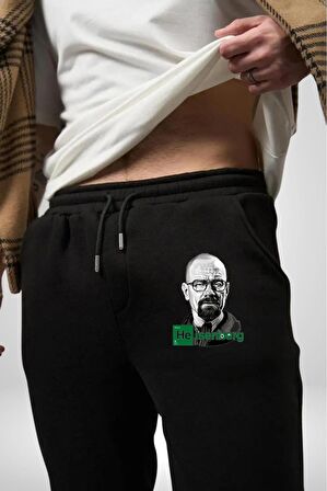 Heisenberg Breaking Bad Pamuklu 3 İplik Siyah Eşofman Altı Erkek Oversize Kesim Dijital Baskılı
