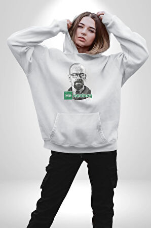 Heisenberg Breaking Bad Kadın Erkek  Beyaz Kapüşonlu Sweatshirt Hoodie