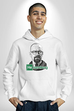 Heisenberg Breaking Bad Kadın Erkek  Beyaz Kapüşonlu Sweatshirt Hoodie