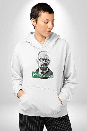 Heisenberg Breaking Bad Kadın Erkek  Beyaz Kapüşonlu Sweatshirt Hoodie