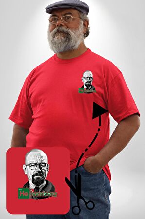 Heisenberg Breaking Bad Kırmızı Büyük Beden Kadın Basic Minimal Baskılı Tişört