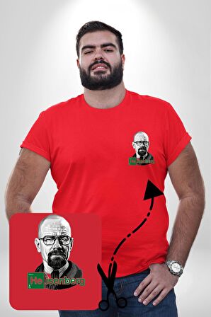 Heisenberg Breaking Bad Kırmızı Büyük Beden Kadın Basic Minimal Baskılı Tişört