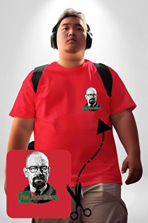 Heisenberg Breaking Bad Kırmızı Büyük Beden Kadın Basic Minimal Baskılı Tişört