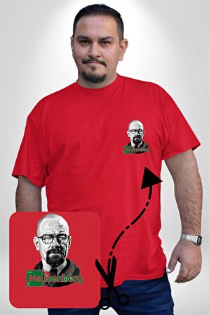 Heisenberg Breaking Bad Kırmızı Büyük Beden Kadın Basic Minimal Baskılı Tişört