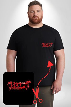 Escape Dead İsland Ölüm Adası Siyah Büyük Beden Kadın Basic Minimal Baskılı Tişört