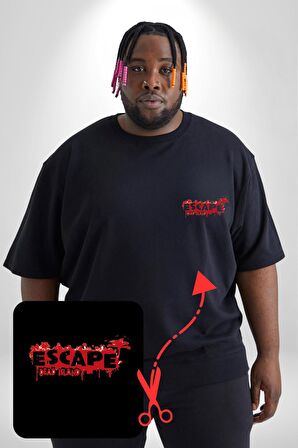 Escape Dead İsland Ölüm Adası Siyah Büyük Beden Kadın Basic Minimal Baskılı Tişört