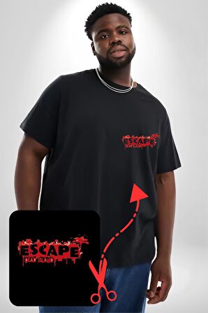 Escape Dead İsland Ölüm Adası Siyah Büyük Beden Kadın Basic Minimal Baskılı Tişört