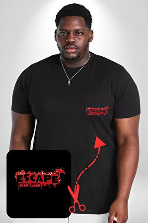 Escape Dead İsland Ölüm Adası Siyah Büyük Beden Kadın Basic Minimal Baskılı Tişört