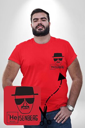 Heisenberg Breaking Bad Kırmızı Büyük Beden Kadın Basic Minimal Baskılı Tişört