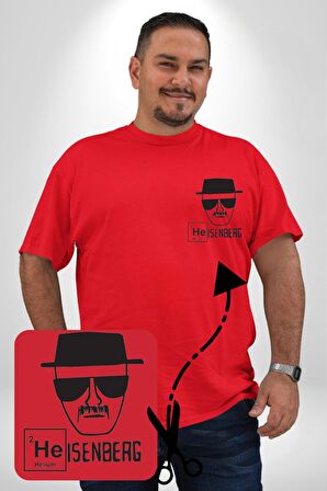 Heisenberg Breaking Bad Kırmızı Büyük Beden Kadın Basic Minimal Baskılı Tişört