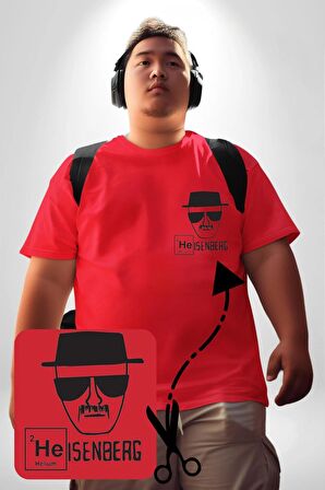 Heisenberg Breaking Bad Kırmızı Büyük Beden Kadın Basic Minimal Baskılı Tişört