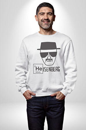 Heisenberg Breaking Bad Kadın Erkek  Beyaz Baskılı Sweatshirt 