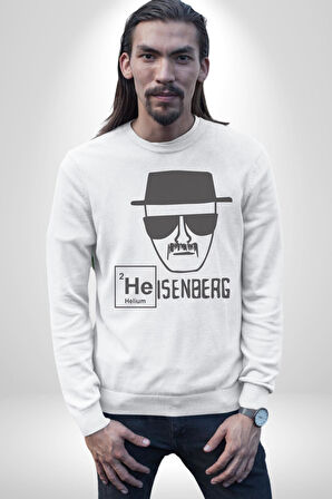 Heisenberg Breaking Bad Kadın Erkek  Beyaz Baskılı Sweatshirt 