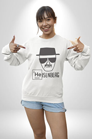 Heisenberg Breaking Bad Kadın Erkek  Beyaz Baskılı Sweatshirt 
