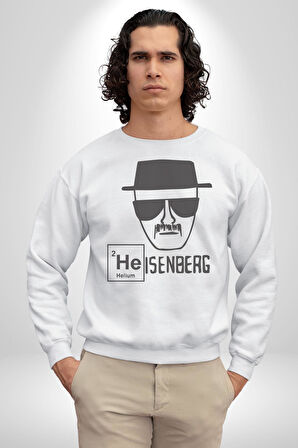 Heisenberg Breaking Bad Kadın Erkek  Beyaz Baskılı Sweatshirt 