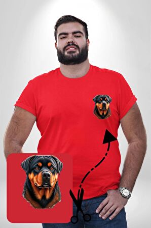 Rottweiler A Secere Kırmızı Büyük Beden Kadın Basic Minimal Baskılı Tişört