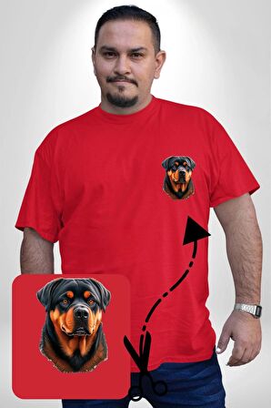 Rottweiler A Secere Kırmızı Büyük Beden Kadın Basic Minimal Baskılı Tişört