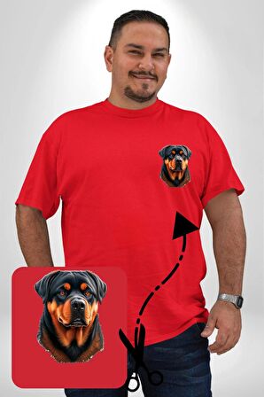 Rottweiler A Secere Kırmızı Büyük Beden Kadın Basic Minimal Baskılı Tişört