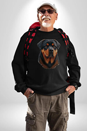Rottweiler A Secere Kadın Erkek  Siyah Baskılı Sweatshirt 