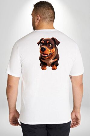 Sevimli Çoban Köpeği Büyük Beden Beyaz Tişört Kadın Erkek Ünisex Sırt Baskılı