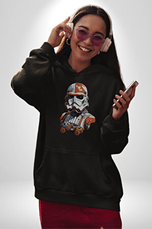 Star Wars Renkli Clone Troopers  Kadın Erkek  Siyah Kapüşonlu Sweatshirt Hoodie