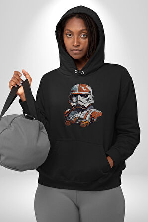 Star Wars Renkli Clone Troopers  Kadın Erkek  Siyah Kapüşonlu Sweatshirt Hoodie