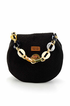 Siyah Örgü  Kadın Postacı Çanta C06619614016