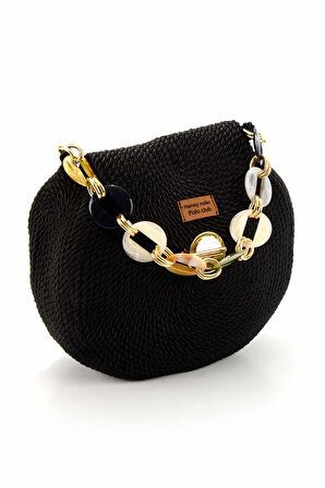 Siyah Örgü  Kadın Postacı Çanta C06619614016