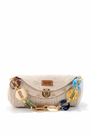 Bej Örgü  Kadın Postacı Çanta C06619613716