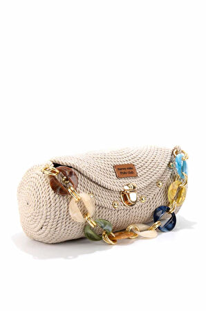 Bej Örgü  Kadın Postacı Çanta C06619613716