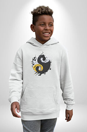 Yin İle Yang Kuramı   Kadın Erkek  Beyaz Kapüşonlu Sweatshirt Hoodie
