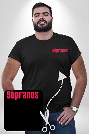 The Sopranos Siyah Büyük Beden Kadın Basic Minimal Baskılı Tişört