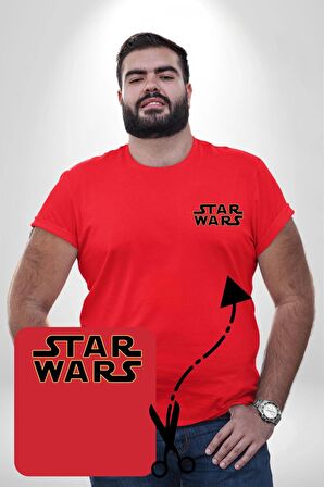 Star Wars  Kırmızı Büyük Beden Kadın Basic Minimal Baskılı Tişört