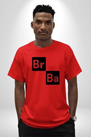 Br Ba Kimya Breaking Bad Pamuklu Bisiklet Yaka Kadın Erkek Oversize Boyfriend Dijital Baskılı Kırmızı T-Shirt