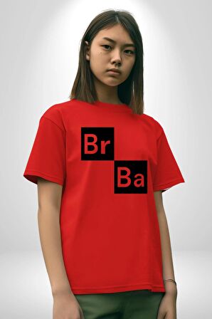 Br Ba Kimya Breaking Bad Pamuklu Bisiklet Yaka Kadın Erkek Oversize Boyfriend Dijital Baskılı Kırmızı T-Shirt