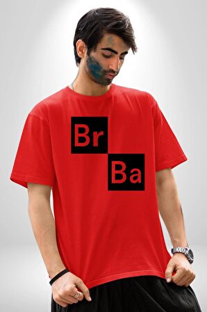 Br Ba Kimya Breaking Bad Pamuklu Bisiklet Yaka Kadın Erkek Oversize Boyfriend Dijital Baskılı Kırmızı T-Shirt