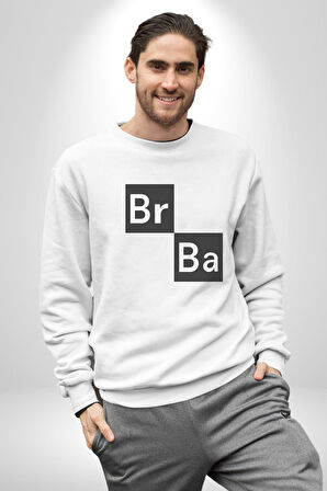 Br Ba Kimya Breaking Bad Kadın Erkek  Beyaz Baskılı Sweatshirt 