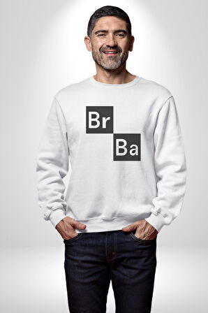 Br Ba Kimya Breaking Bad Kadın Erkek  Beyaz Baskılı Sweatshirt 