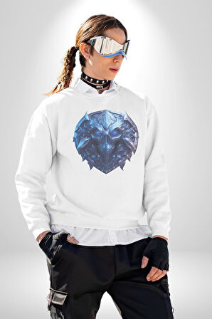 Kuru Kafa Kalkan Koruma Kadın Erkek  Beyaz Baskılı Sweatshirt 