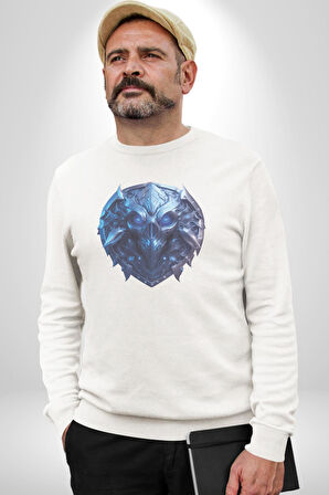 Kuru Kafa Kalkan Koruma Kadın Erkek  Beyaz Baskılı Sweatshirt 