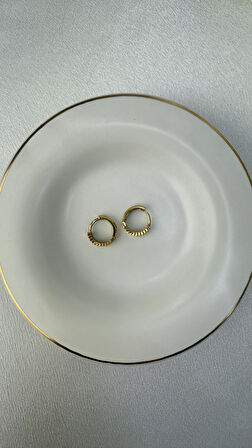 Sarı Renk Kalemli Halka Küpe