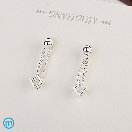 925 Ayar Gümüş Özel Tasarım Küp İçi Taşlı Küpe