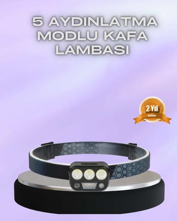 El Hareket Sensorlu Led Kafa Feneri 5 Mod Ayarlanabilir