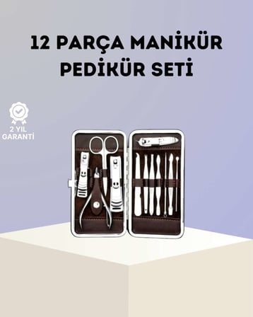 Paslanmaz Çelik Çok Fonksiyonlu 12 Manikür Seti
