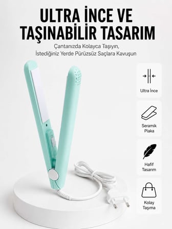 Seyahat Tipi Taşınabilir Saç Düzleştirici Saç Şekillendirici Yüksek Isı Ayarlı
