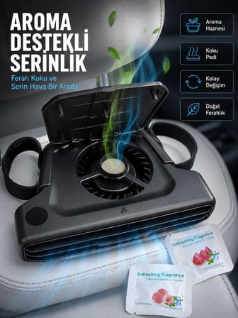 USB Şarjlı Araç Boyun Soğutucu Fan 5 Kademeli Sessiz Çalışan Turbo Fan